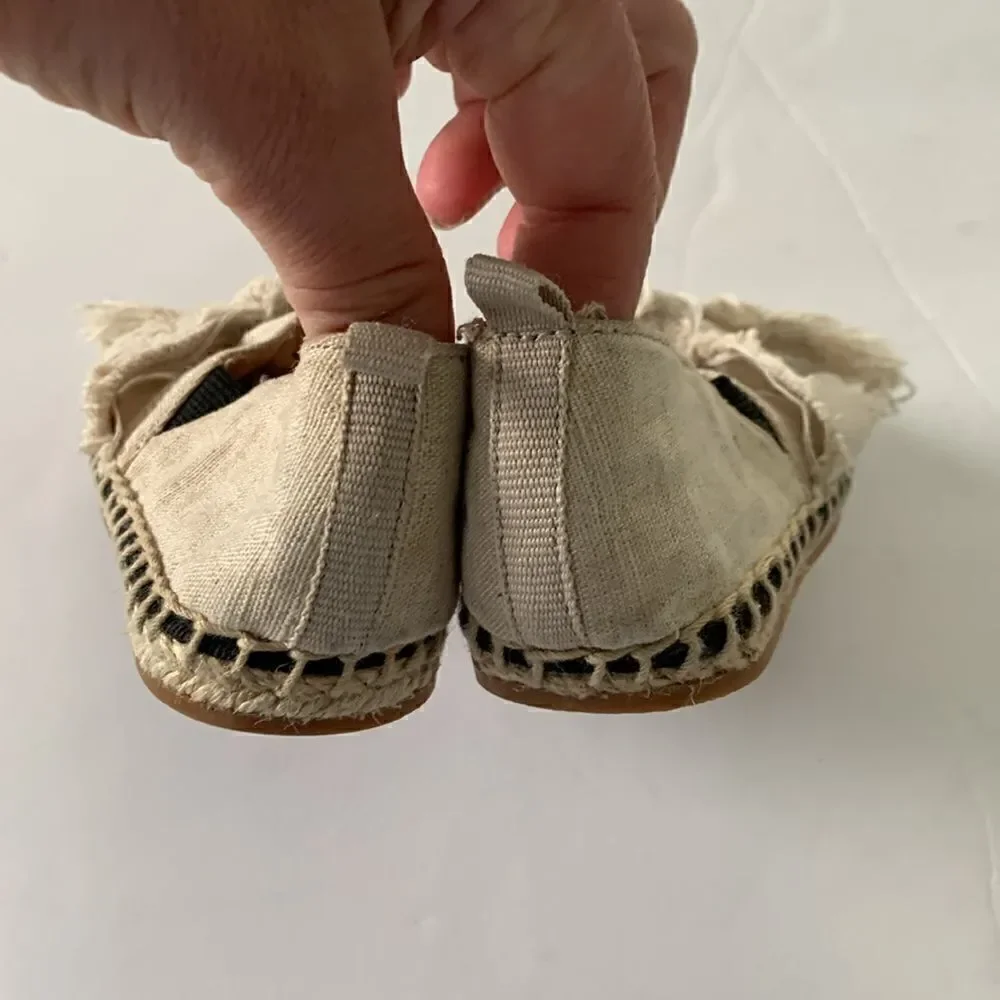 Zara Kids Cream/Tan Frayed Bow Espadrilles